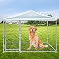 Outdoor Dog Kennel with Roof Garden Patio Terrace Backyard Lawn, Galvanized Poultry Run Cage for Hens Ducks Rabbits Dogs (200 x 200 x 150cm)