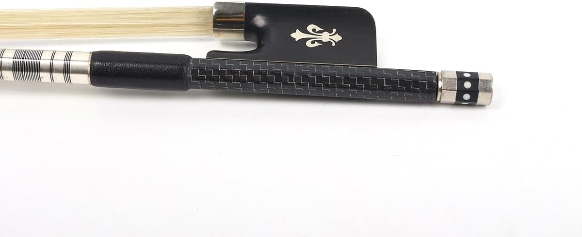 Cello bow 4/4 with Ebony frog Braided carbon fiber Metal wire decoration natural Horse Hair Fleur de lis Inlay