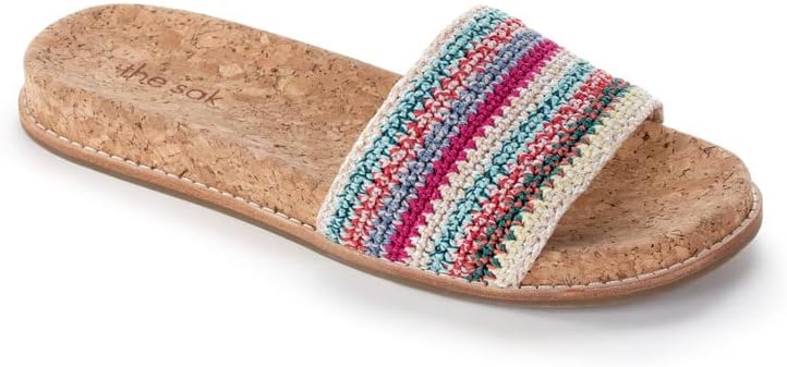 The Sak Mendocino Slide Sandal in Crochet, Slip On Sandals, Eden Stripe | Image 1