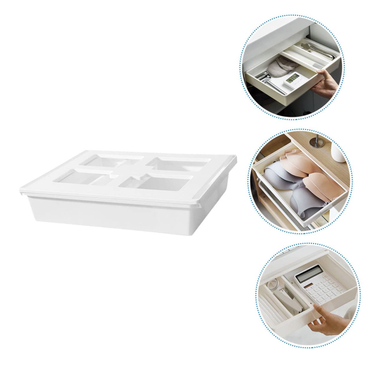 Housoutil Organizzatore del Cassetto in Plastica Resistente Contenitore Portaoggetti per Ufficio e Casa Design Salvaspazio per Scrivania