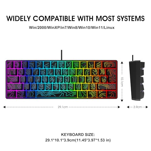Image of Snpurdiri 60% Wired Gaming Keyboard 61 Keys RGB (Contour Line-Black)
