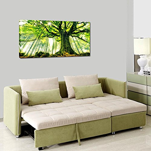 Kreative Arts Canvas Large Art Print Spring Forest Nature Green Big Tree Wall Art Photo Printed On Canvas Framed Artwork For Office Wall Decoration Ready To Hang 20X40Inch #TOP3
