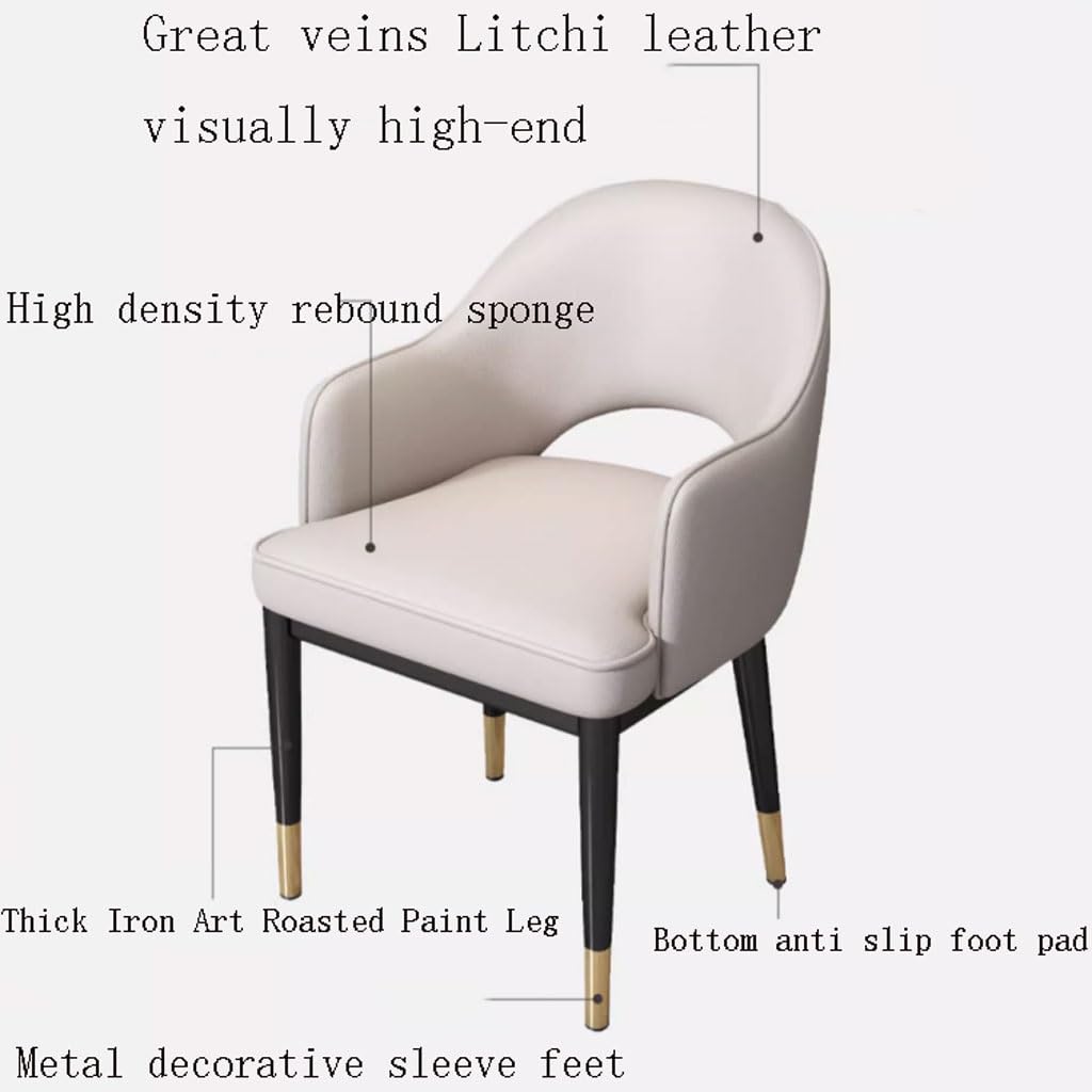 Lot de 6 chaises de salle à manger modernes en cuir litchi gris foncé – Fauteuils élégants pour cuisine, salon, bureau à domicile, salle à manger et loisirs
