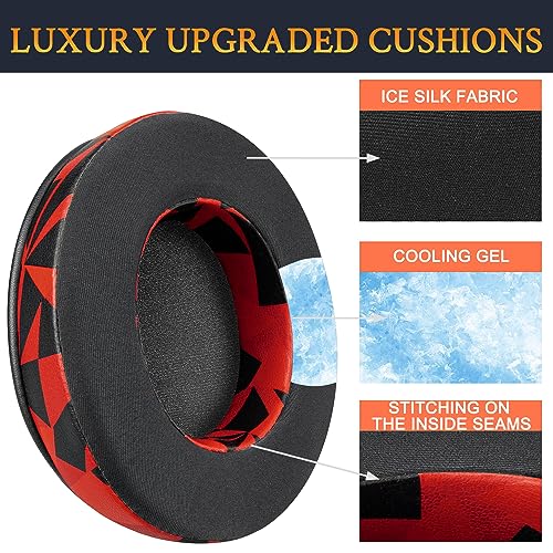 Image of SOULWIT Cooling-Gel Ear Pads Cushions Replacement, for Razer Kraken 2019 /Tournament Edition /Ultimate /Kitty, Earpads for Nari /Essential /Ultimate, Kraken X /V3 X Headset - Red Storm