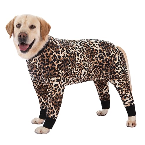 Image of Recovery Suit for Large Medium Dogs After Surgery, Soft Breathable Anti Licking Dog Onesie E-Collar & Cone Alternative, Pet Bodysuit for Preventing Hair Loss Full Cover Wound(4XL, Leopard Print)