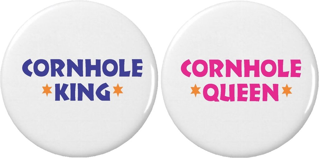 Set 2 Cornhole King/Queen 2.25" Bottle Openers w/Keyring