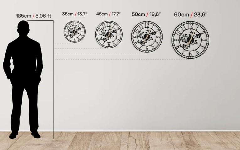 Image of Stylish Metal Analog Wall Clock for Living Room, Bedroom, Office, Kitchen, Home and Hall | Antique Fancy Big Size Modern Wall Watch for Home Decor (Style-5, 40CM)