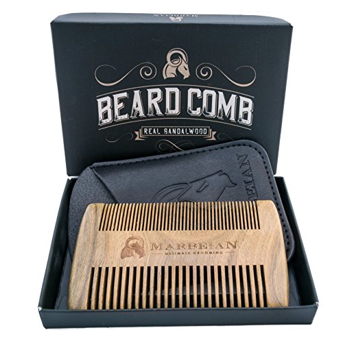 Pettine per barba fine & Coarse Tooth, in una custodia in ecopelle con una confezione regalo. Cesto di sandalo.