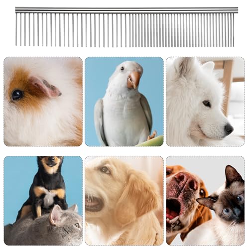 3 Stück Hundekamm Metall Zur Fellpflege Tierkamm Edelstahl Hunde Kamm Für Katzen Feinzahniger Kämme Zur Hundepflege Stahl Katzenkamm Für Verfilztes Haar Metallkamm Für Haustiere(19cm)