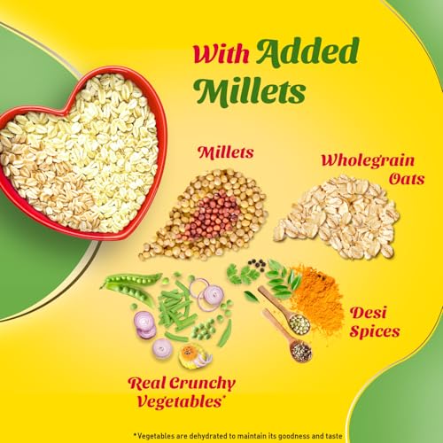 Image of Saffola Masala Oats | 500g | Curry Corn Pepper | Tasty, Anytime Quick Snack | Ready In 3 Mins | Millets Goodness- With Ragi & Jowar | No Maida , No Added Preservatives | Oats Helps Manage Weight