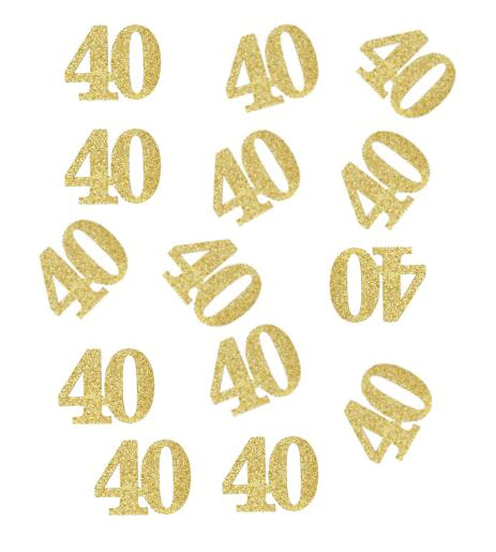 Glitter Gold 40th Birthday Party Paper Confetti Number" 40" Paper Table Scatter/Paper Cut Outs, 100pcs
