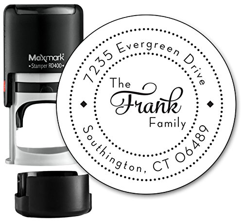 Round Monogram Address Stamp - Personalized Self Inking Rubber Stamp (MOAD099-SI) - with Locking Bot - //coolthings.us