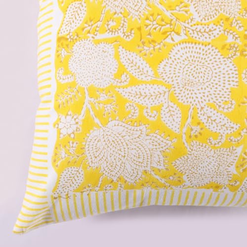 Image of Ravaiyaa - Attitude is everything Cotton Hand Block Printed Soft Cushion Cover Pillow Case 16 inch Square Cushion Sham Set of 2 Piece