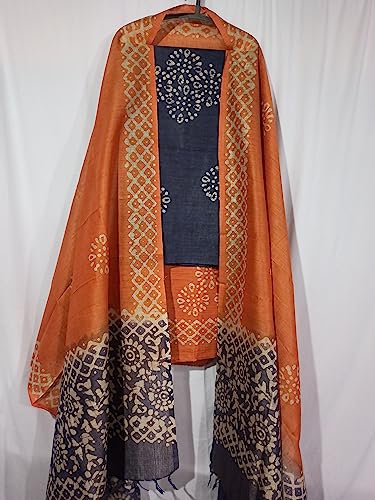 Image of STB-SILK TEXTILES BHAGALPUR Salwar Suit Cotton Silk Batik Print Dress Material Unstitched Suits Piece With Dupatta Dress material for women & girls