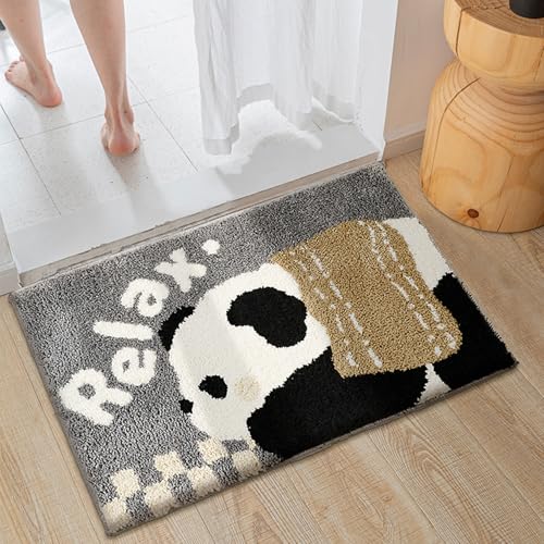 バスマット 犬 パンダ 吸水 お風呂マット ふわふわ 玄関マット マイクロファイバー 可愛い 天然素材 環境に優しい 40*60cm 滑り止め ふんわり 防臭 清潔 丸洗い可能 玄関 キッチン 台所 室内