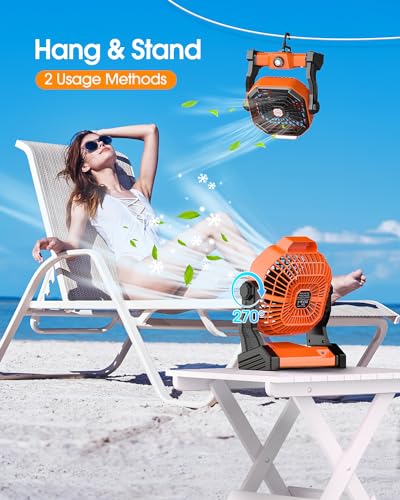 Solar Powered Camping Fan with 40H Runtime | Rechargeable Outdoor Fan & LED Lantern, 8-Inch Portable Cooling Solution - Image 8
