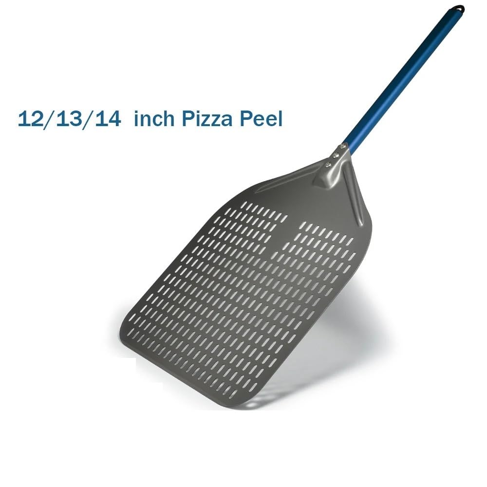 Pala Per Pizza Pala for pizza rettangolare perforata da 12/13/14 pollici con manico blu in lega di alluminio(12 inch 71cm Blue)