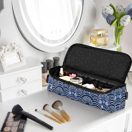 Bolsa de viaje para herramientas de cabello estilo mármol geométrico con tapete resistente al calor para planchas, rizadores y accesorios de cuidado capilar portátil miniatura 7