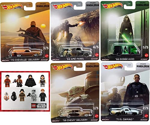 Hot Wheels HW Star Cars Fast Premium Limited incluido con Screen Wars Mandalorian + Yoda + Dodge A100 + Galactic Chevy Delivery GMC Premium Set + Pegatinas Last Jedi! 5 artículos