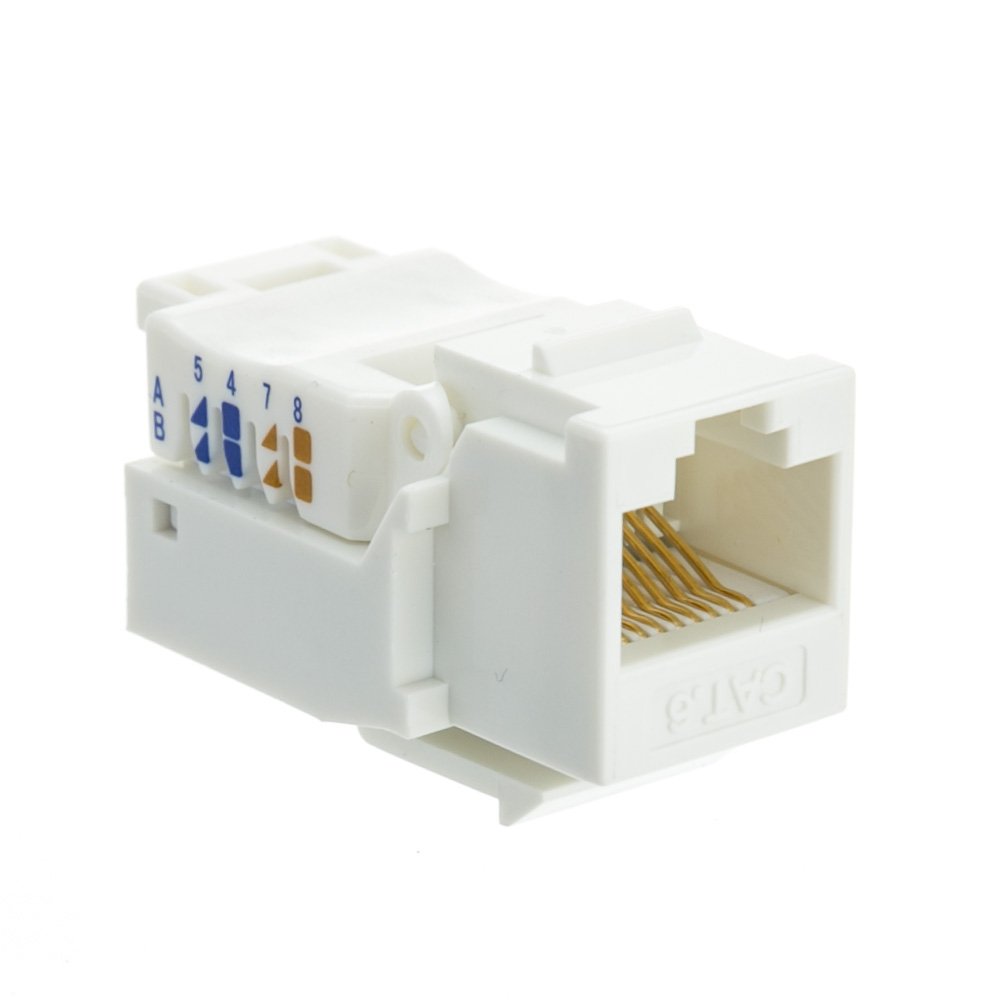Białe gniazdo CAT6 Keystone Insert Jack, bez użycia narzędzi