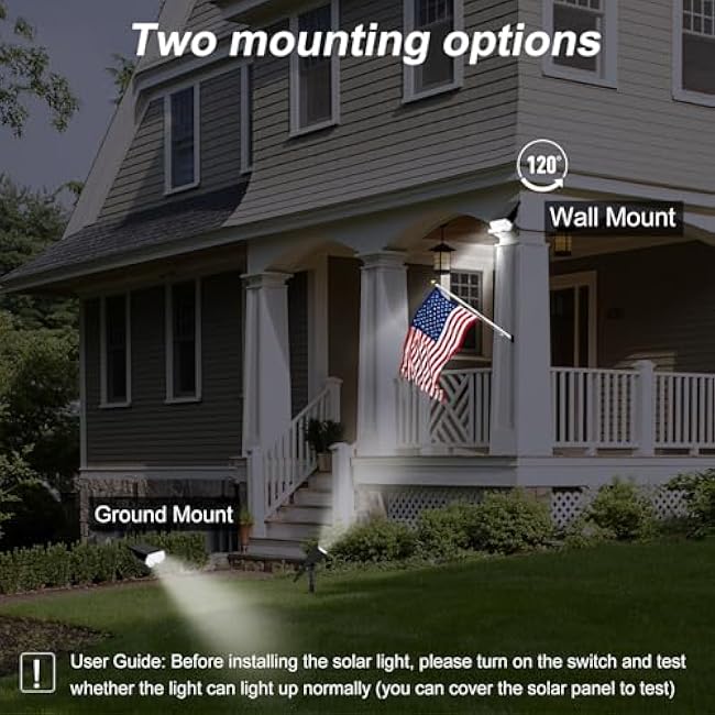 Solar Spot Lights Solar Flag Light Landscape Spotlights 2 Pack White Light