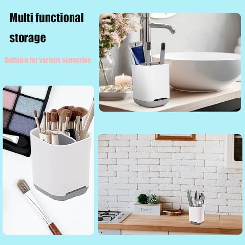 Grey Toothbrush Organizer with 3 Slots and Drainage Holes - Compact Bathroom Toothbrush Holder - Cosy Home Interiors Grey Toothbrush Organizer with 3 Slots and Drainage Holes - Compact Bathroom Toothbrush Holder - Image 4