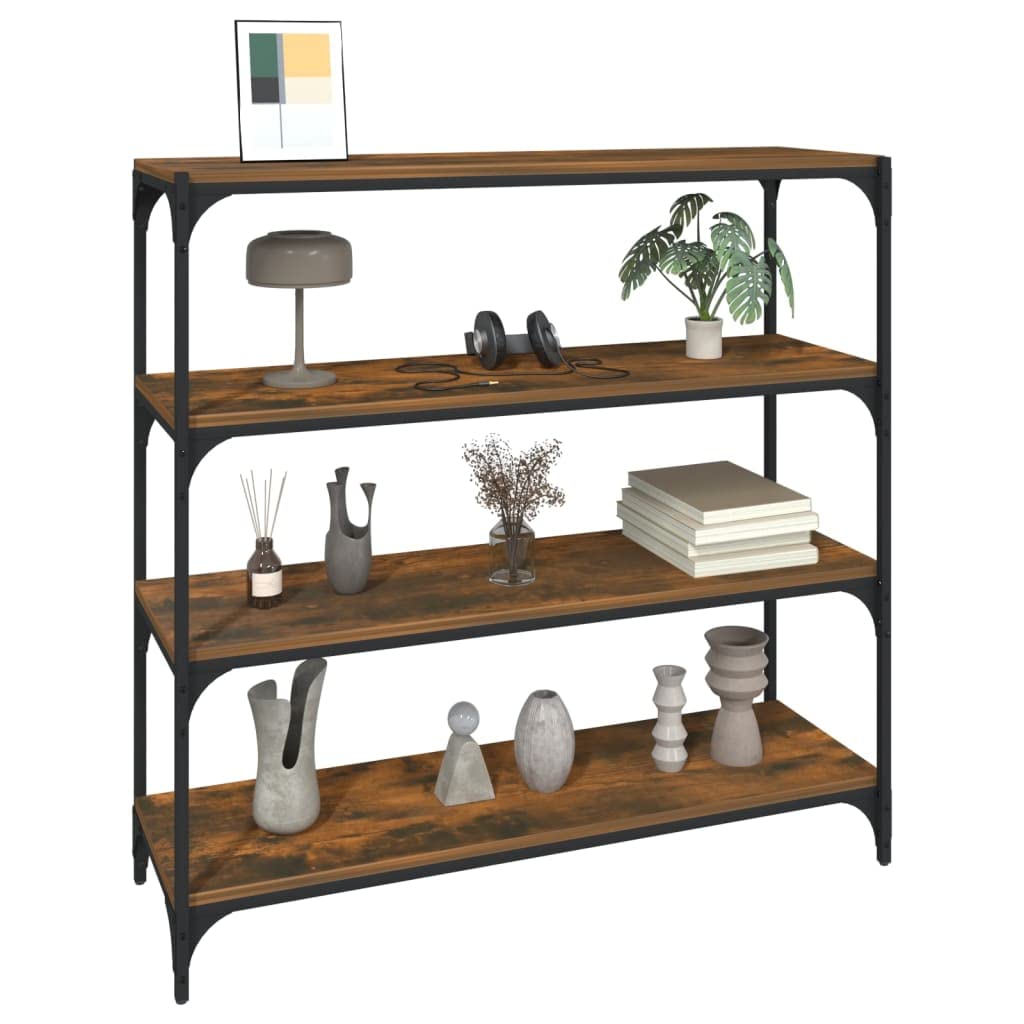 Generisch Bücherregal Räuchereiche 100x33x100 cm Holzwerkstoff und Stahl,Möbel,Regalsysteme,Bücherregale Bücherschränke-819359