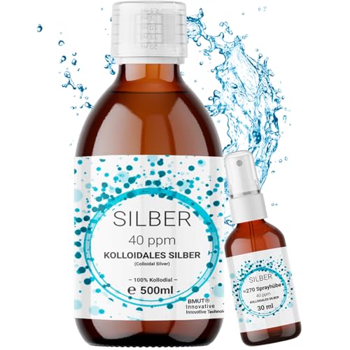 Argento Colloidale 40 ppm, 500 ml con Spray 30 ml
