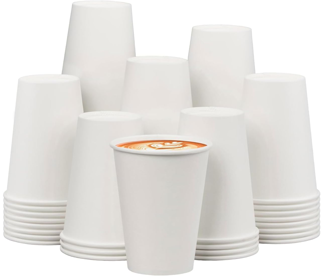 ECOEXTRA 100 Pack of 12 oz Disposable White Paper Coffee Cups - Suitable for Party, Picnic, Travel and Events