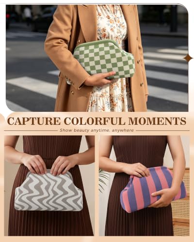 Image of Woven Clutch Purses for Woman,Summer Beach Purse for Vacation, Woven Striped Dumpling Bag,Crochet Evening Handbag