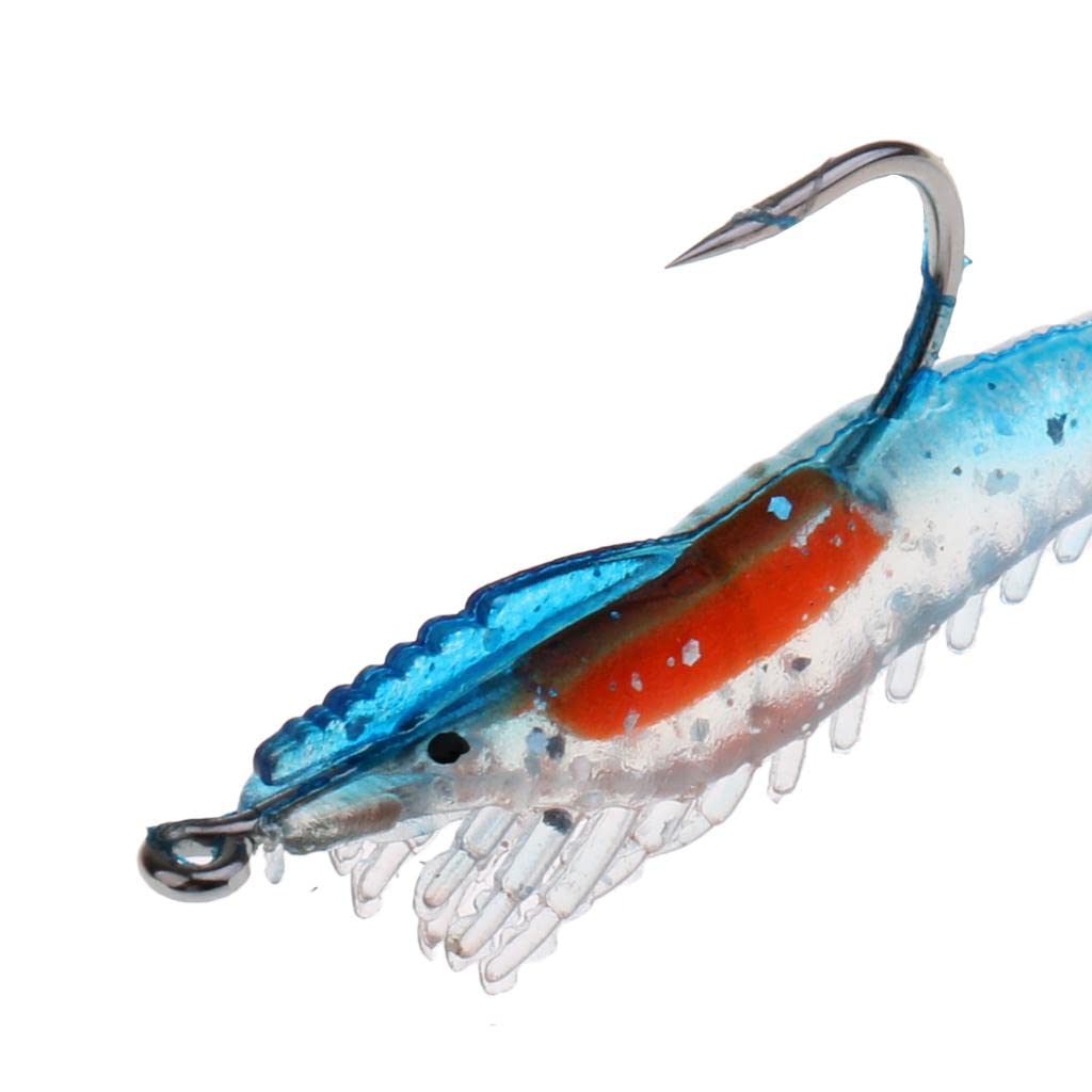 Leurres Souples Crevettes Lumineuses 7cm 5g - 7 Pièces avec Hameçons et