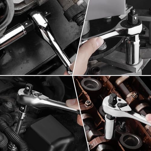 DURATECH 3-in-1 Ratchet Handle, 1/4", 3/8", 1/2" Drive Reversible Ratchet Wrench, Alloy Steel, 72-Tooth Socket Wrench for Auto Car Repair 7 DURATECH 3-in-1 Ratchet Handle, 1/4", 3/8", 1/2" Drive Reversible Ratchet Wrench, Alloy Steel, 72-Tooth Socket Wrench for Auto Car Repair - Image 7