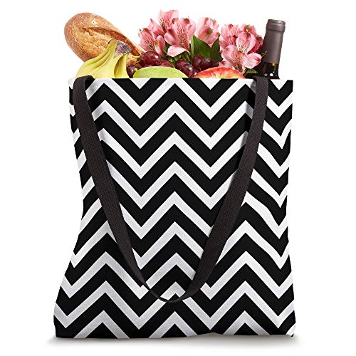 Bolsa Tote con Chevron en Blanco y Negro miniatura 4
