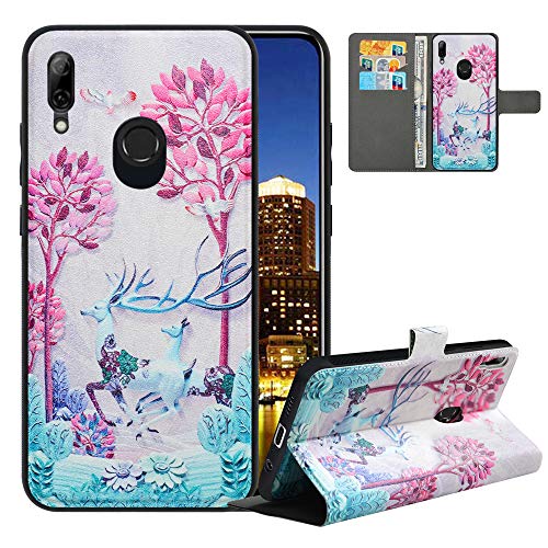 LFDZ Coque Honor 10 Lite,Portefeuille Coque P Smart 2019 en [RFID Blocage],Détachable Housse en Premium PU Cuir Wallet Flip Case Cover Etui pour Huawei Honor 10 Lite/P Smart 2019,Deer