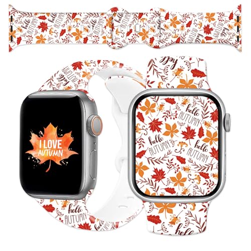 Blinket Fall Autumn Thanksgiving Sport Band Compatible with Apple Watch Soft Silicone Adjustable Wristband for iWatch Series SE/7/6/5/4/3/2/1 38mm 40mm 41mm Style A