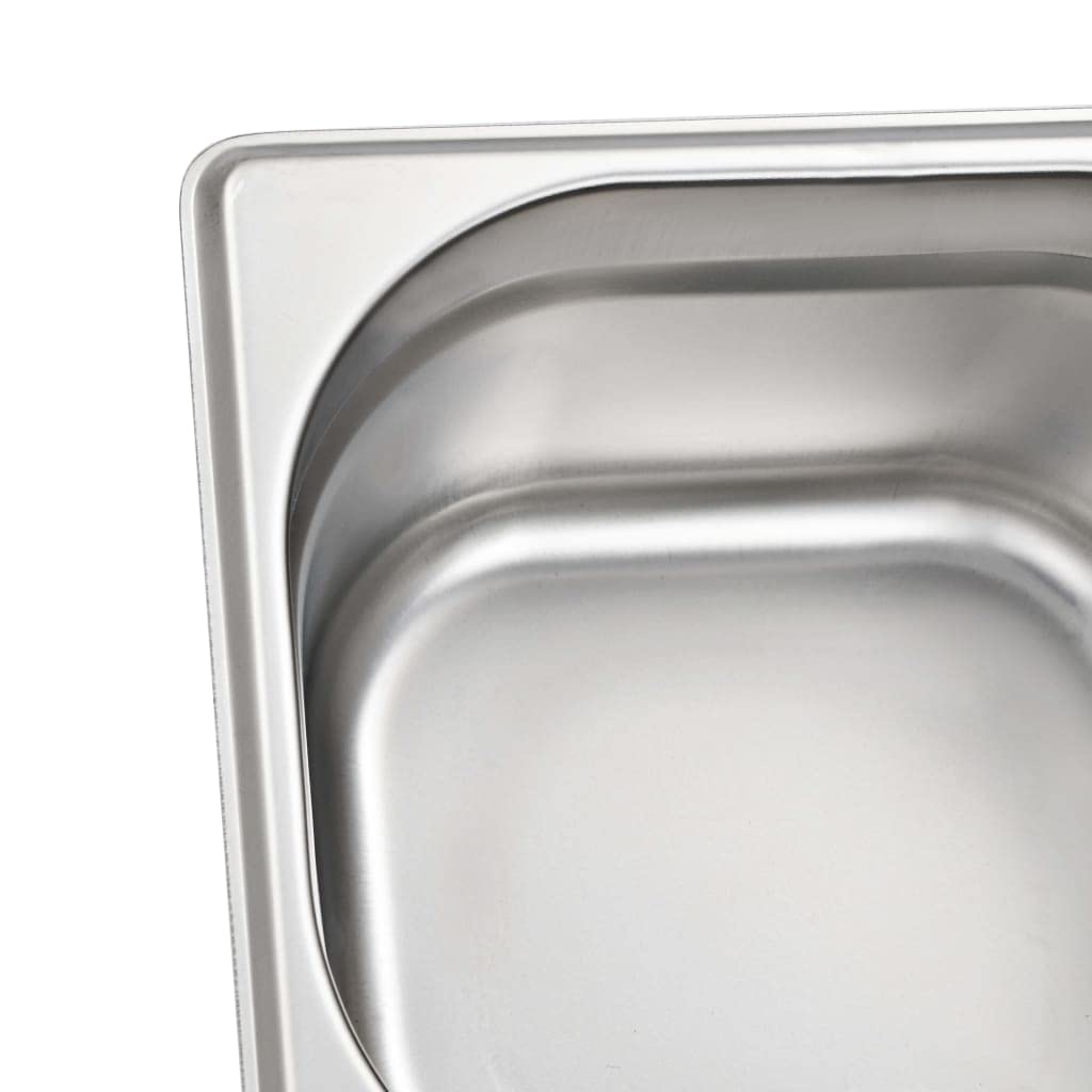Genérico Bandejas Gastronorm 12 Unidades GN 1/6 100 mm Acero Inoxidable, Cubetas para mesas de Vapor Plateado,50907