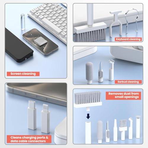 Image of 21-in-1 Multi-Purpose Cleaning Kit with Wrist Rest for Laptop, Keyboard, Screen, PC, Monitors, Mobile, Camera & Earphones with Dust Removal (White)