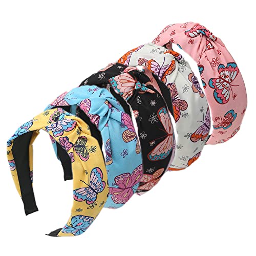 Headbands for Women's Hair Flower Printed Fabric Hair Band Elastic Knot Head band Hair Accessories for Women Girl (6Butterfly) - Image 2
