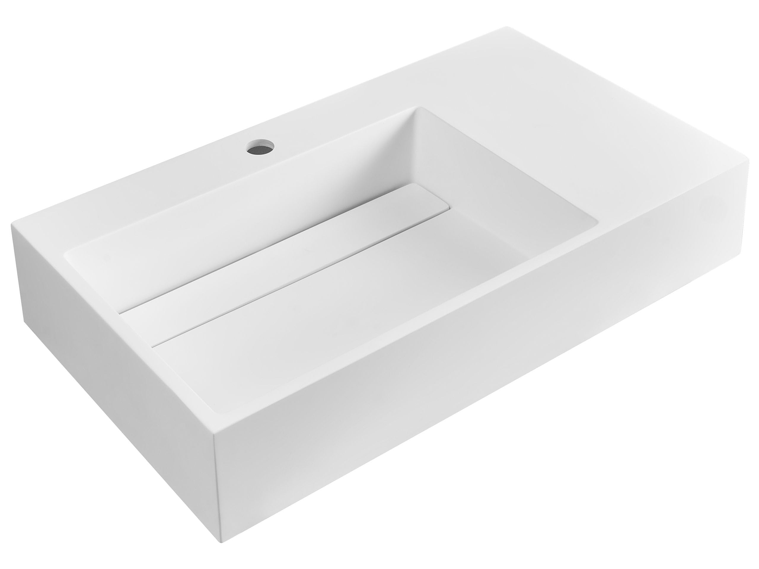 Lavabo suspendido de pared clásico rectangular fundición mineral acabado mate 75 x 43 cm blanco Cusco