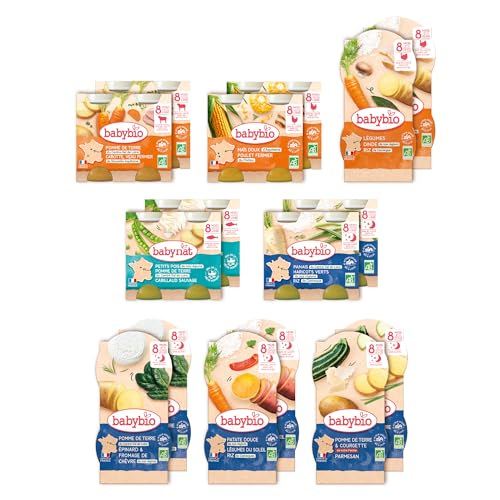 Babybio Pack 2 semaines midi soir 8+ mois apaise les dîners de bébé