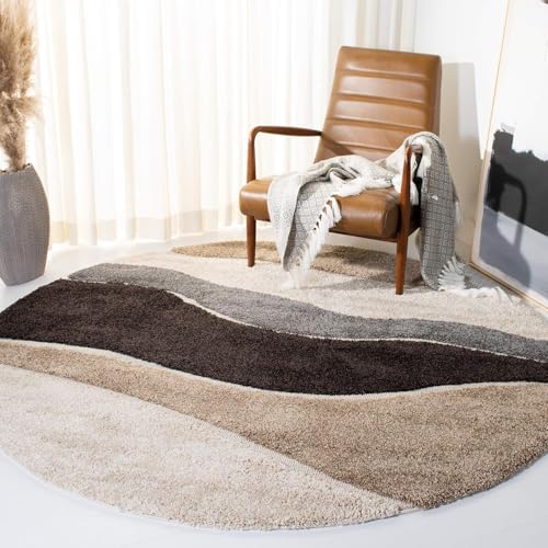 Image of 4x4 feet Soft Area Rug for Living Room and Bedroom, Modern Indoor Floor Carpet with Non-Slip Backing, Comfortable Decorative Home Decor Rug, Easy Clean & Durable- (0 Coffee, Round)