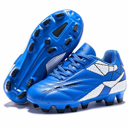Soccer Cleats for Toddler and Little Kids, FG Lace Up Soccer Shoes, Firm Ground Outsoles for Artificial Turf, 3 Colors