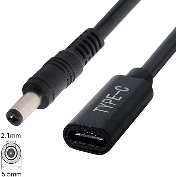 chenyang USB C to DC 20V 5.5x2.1mm PD 65W Charge Cable Type-C Female Input to DC Output for Laptop