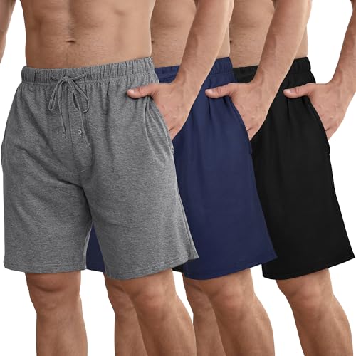IHU 3 Pack Men's Cotton Pajama Shorts​​ - Soft...