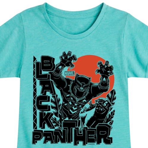 Marvel Black Panther - Linocut Style Print - Girls Fitted Short Sleeve Tee3