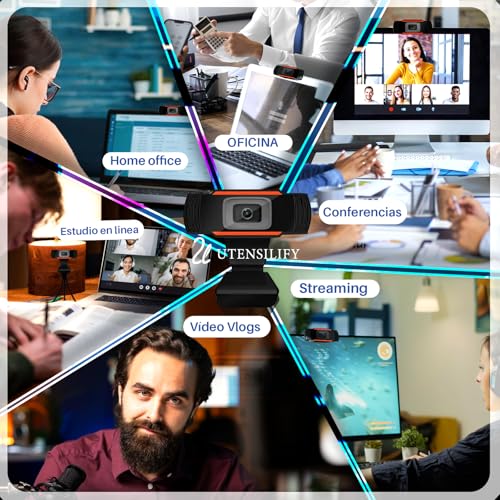 UTENSILIFY® Super Pack Webcam Full HD 1080P + TRIPODE | Camara Streaming con Microfono y Puerto USB | Camara Pc | Camara Web | Skype | Youtube | Twitch y Streaming | PC | Mac | Portátil | Tablet - imagen 4