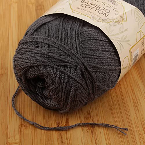 JubileeYarn Baby Soft Bamboo Cotton Yarn - 50g/Skein - Sea Grey - 4 Skeins, 6002 Sea Grey - Image 3