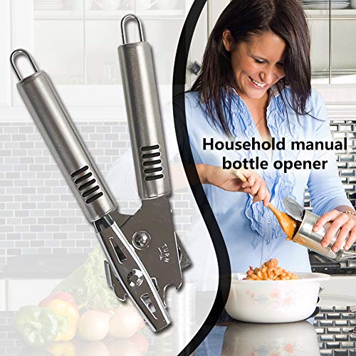 Abridor de latas de aço inoxidável limpo manual com corte lateral para abridor de garrafas