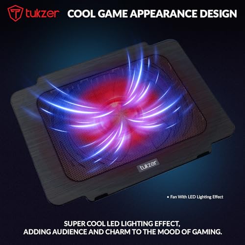 Tukzer Laptop Cooling Pad Stand Riser, Portable Slim Quiet USB Powered Gaming Cooler Chill Mat| 1-Red-LED Fan| USB Powered| 2-Viewing Angles... - Image 3