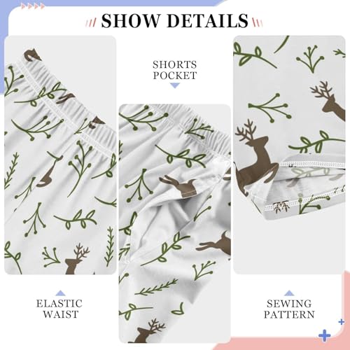 ZZXXB Reindeer Leaves Boys Long Pants Soft Trousers Elastic Waist Kids Lounge Bottoms with Pockets S-XL4